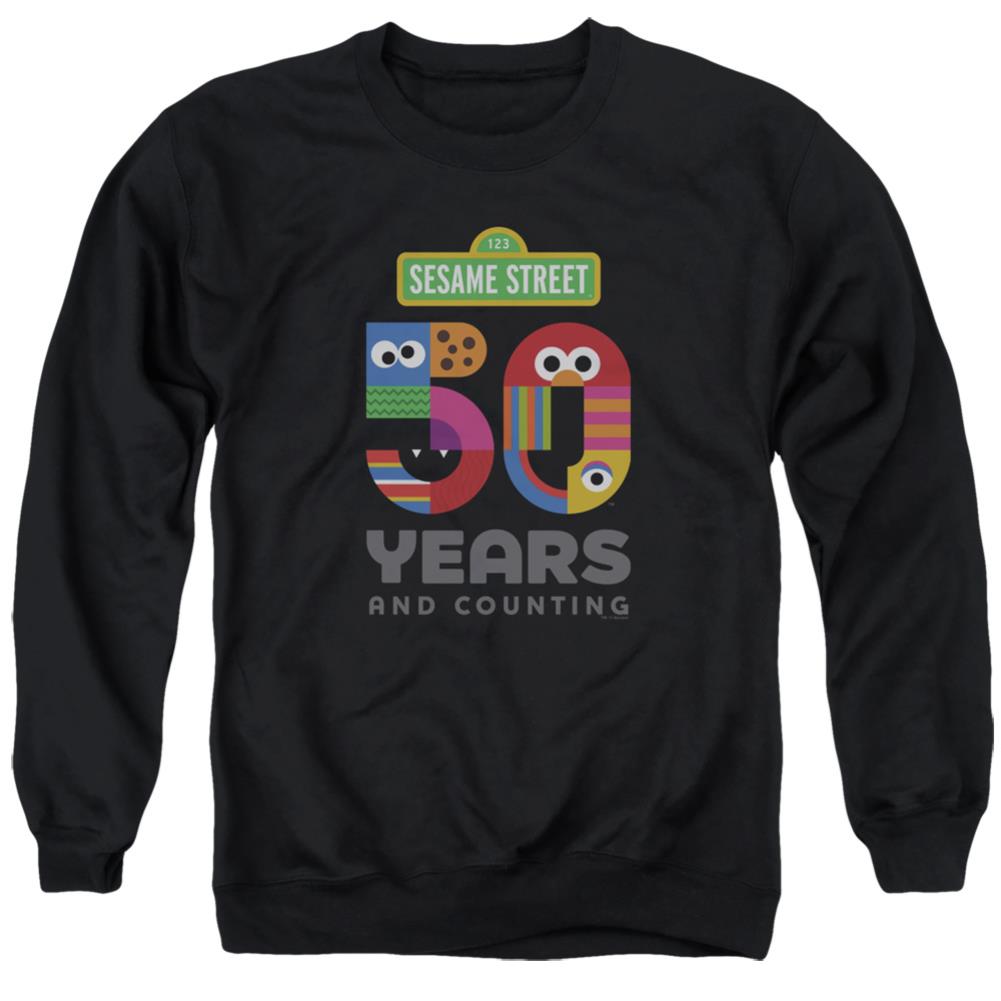 Sesame Street 50 Years Logo Men's Crewneck 50 50 Poly Long-Sleeve T-Shirt