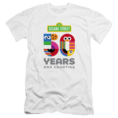 Sesame Street 50 Years Logo Men's Ultra-Soft 30/1 Cotton Slim Short-Sleeve T-Shirt