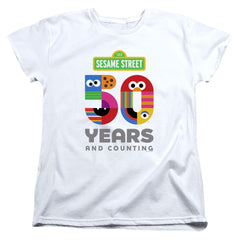 Sesame Street 50 Years Logo Women's 18/1 Cotton Short-Sleeve T-Shirt