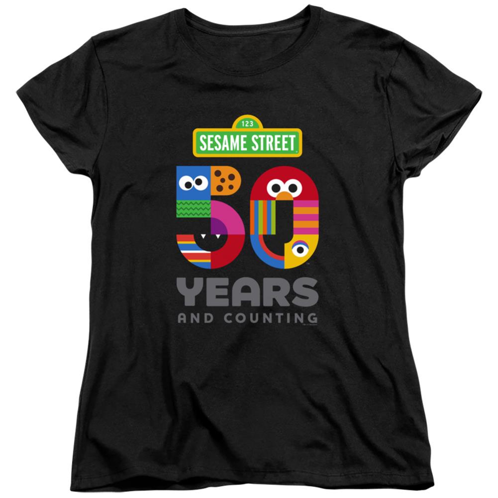 Sesame Street 50 Years Logo Women's 18/1 Cotton Short-Sleeve T-Shirt
