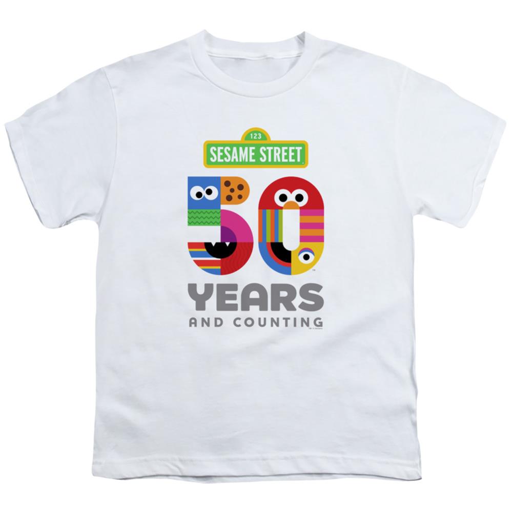 Sesame Street 50 Years Logo Youth 18/1 100% Cotton Short-Sleeve T-Shirt