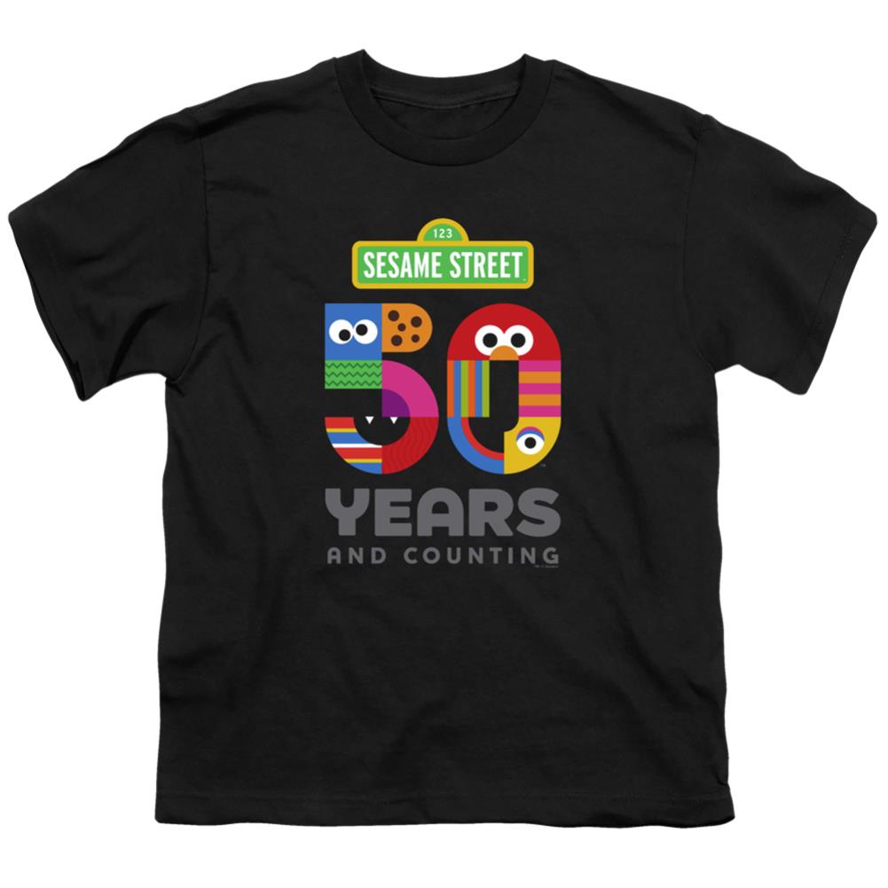 Sesame Street 50 Years Logo Youth 18/1 100% Cotton Short-Sleeve T-Shirt