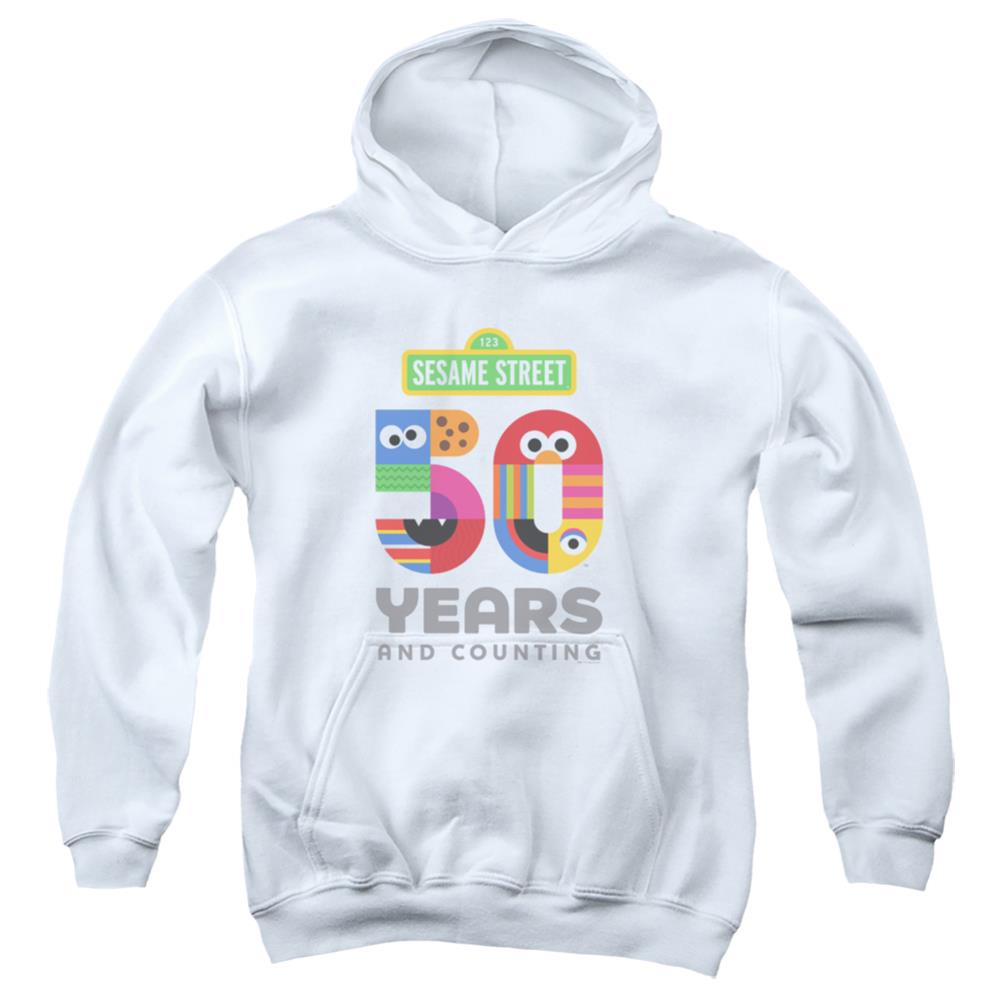 Sesame Street 50 Years Logo Youth Cotton Poly Pull-Over Hoodie