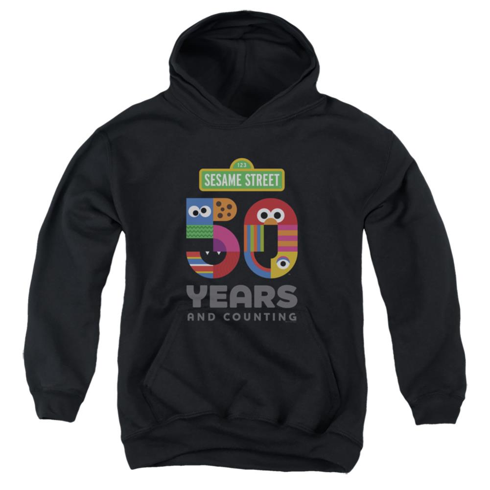 Sesame Street 50 Years Logo Youth Cotton Poly Pull-Over Hoodie