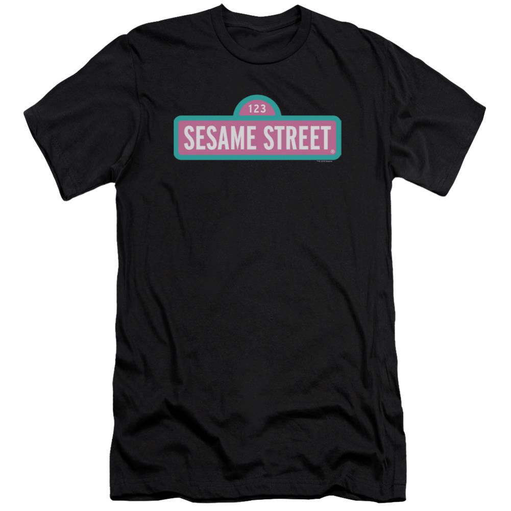 Sesame Street Alt Logo Men's Ultra-Soft 30/1 Cotton Slim Short-Sleeve T-Shirt