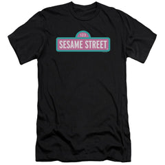 Sesame Street Alt Logo Men's Ultra-Soft 30/1 Cotton Slim Short-Sleeve T-Shirt