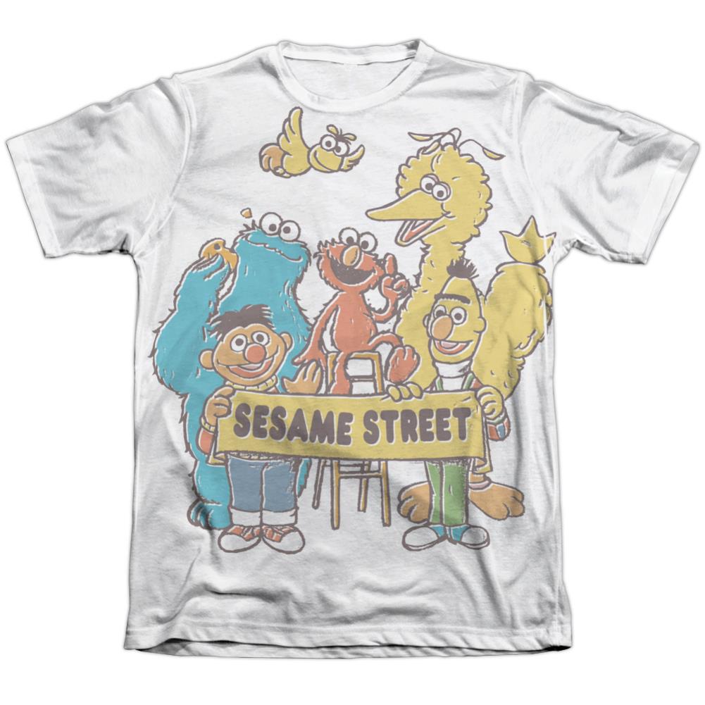 Sesame Street Block Party Men's Regular Fit Poly Cotton Short-Sleeve T-Shirt