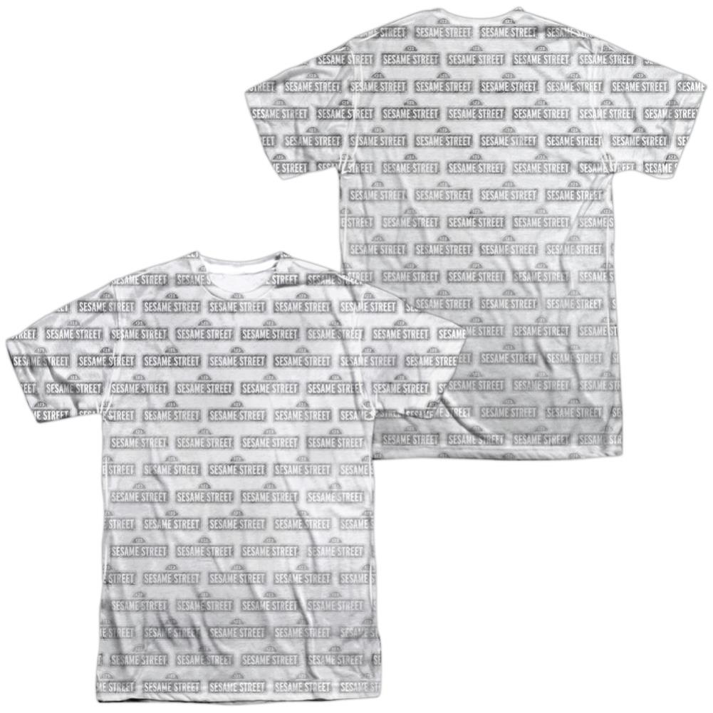 Sesame Street Bw Pattern (Front/Back Print) Men's Regular Fit Polyester Short-Sleeve T-Shirt