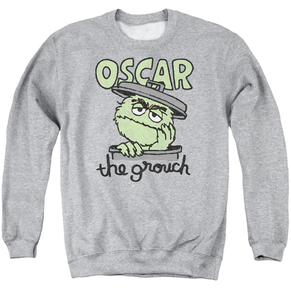 Sesame Street Canned Grouch Men's Crewneck 50 50 Poly Long-Sleeve T-Shirt