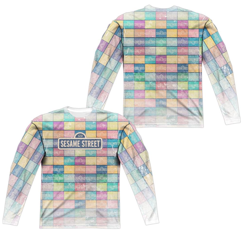 Sesame Street Color Block (Front/Back Print) Men's Regular Fit Polyester Long-Sleeve T-Shirt