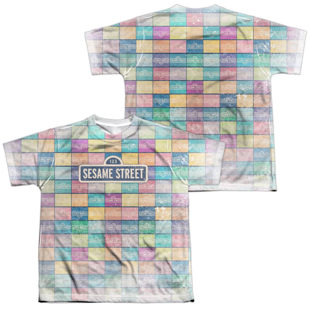 Sesame Street Color Block (Front/Back Print) Youth Regular Fit Poly Short-Sleeve T-Shirt
