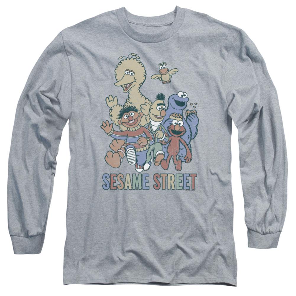 Sesame Street Colorful Group Men's 18/1 Cotton Long-Sleeve T-Shirt