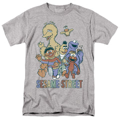 Sesame Street Colorful Group Men's 18/1 Cotton Short-Sleeve T-Shirt