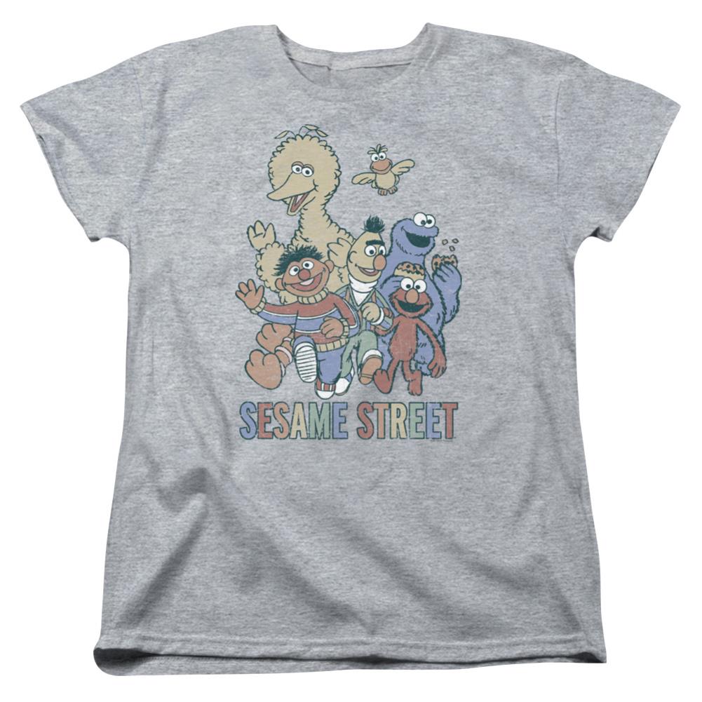 Sesame Street Colorful Group Women's 18/1 Cotton Short-Sleeve T-Shirt