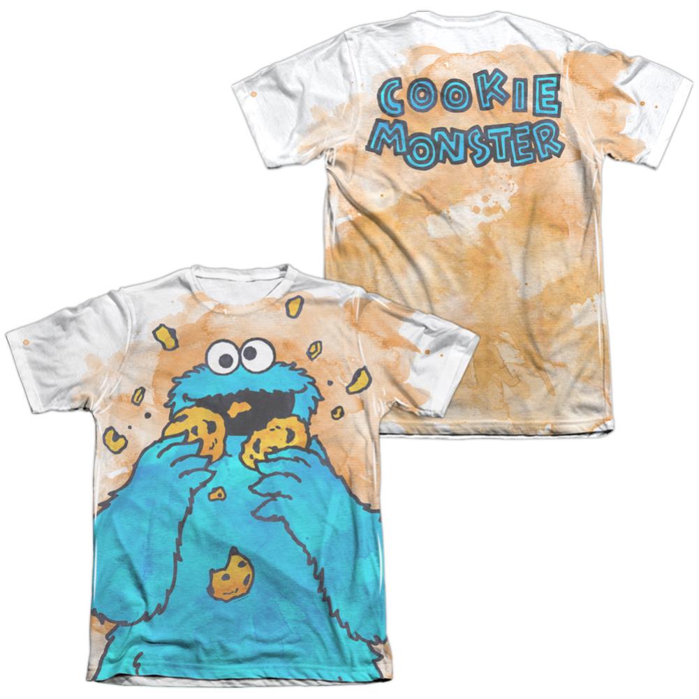 Sesame Street Cookie Crumbs (Front/Back Print) Men's Regular Fit Poly Cotton Short-Sleeve T-Shirt