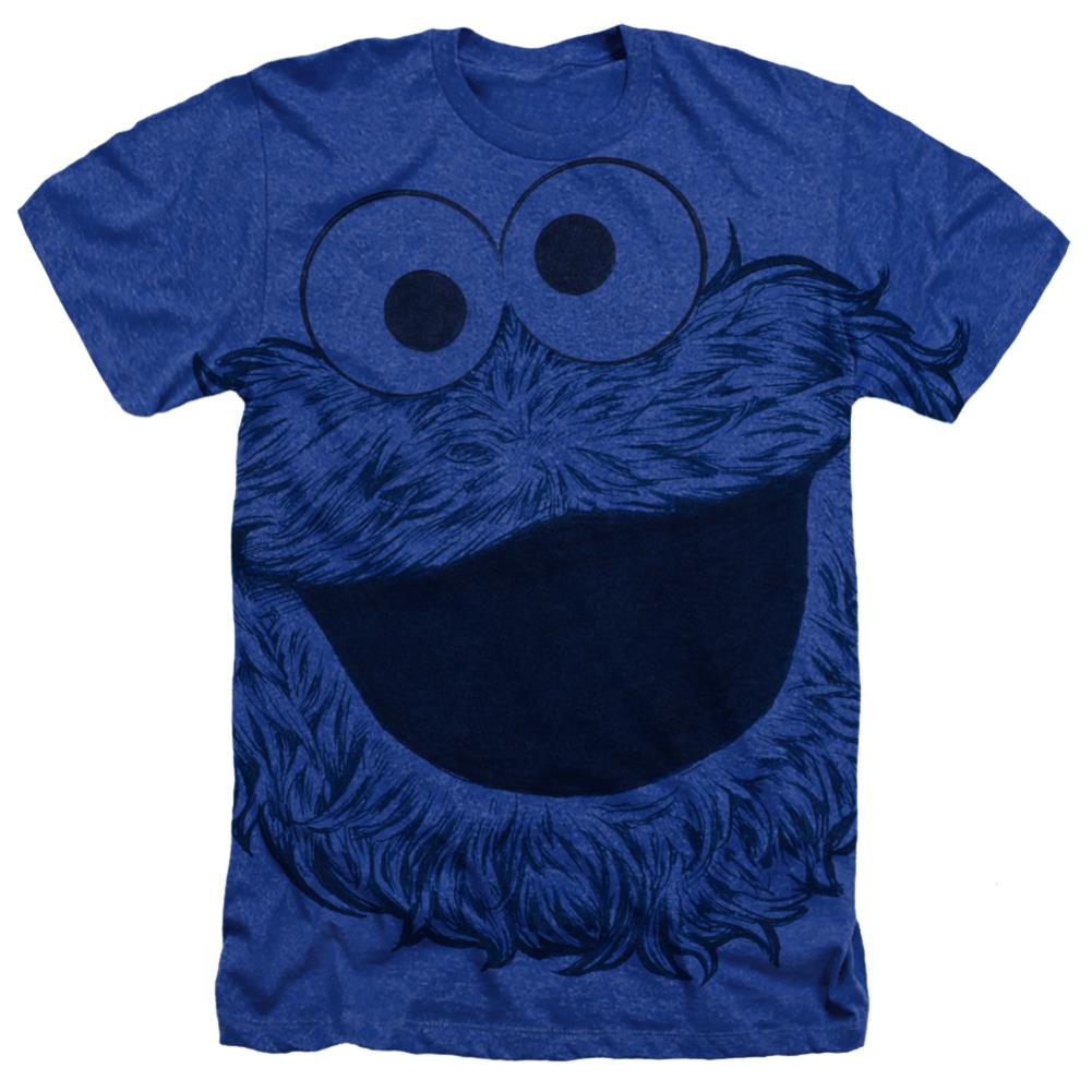 Sesame Street Cookie Face Men's 30/1 Cotton Poly SS Heather T
