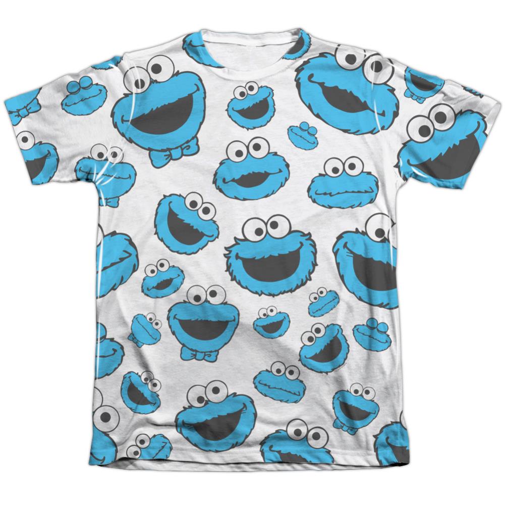 Sesame Street Cookie Face Pattern Men's Regular Fit Poly Cotton Short-Sleeve T-Shirt