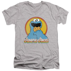 Sesame Street Cookie Monster Layers Men's 30/1 Cotton Slim V-Neck T-Shirt