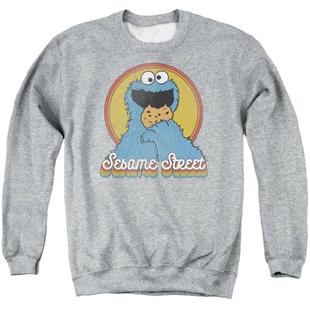 Sesame Street Cookie Monster Layers Men's Crewneck 50 50 Poly Long-Sleeve T-Shirt