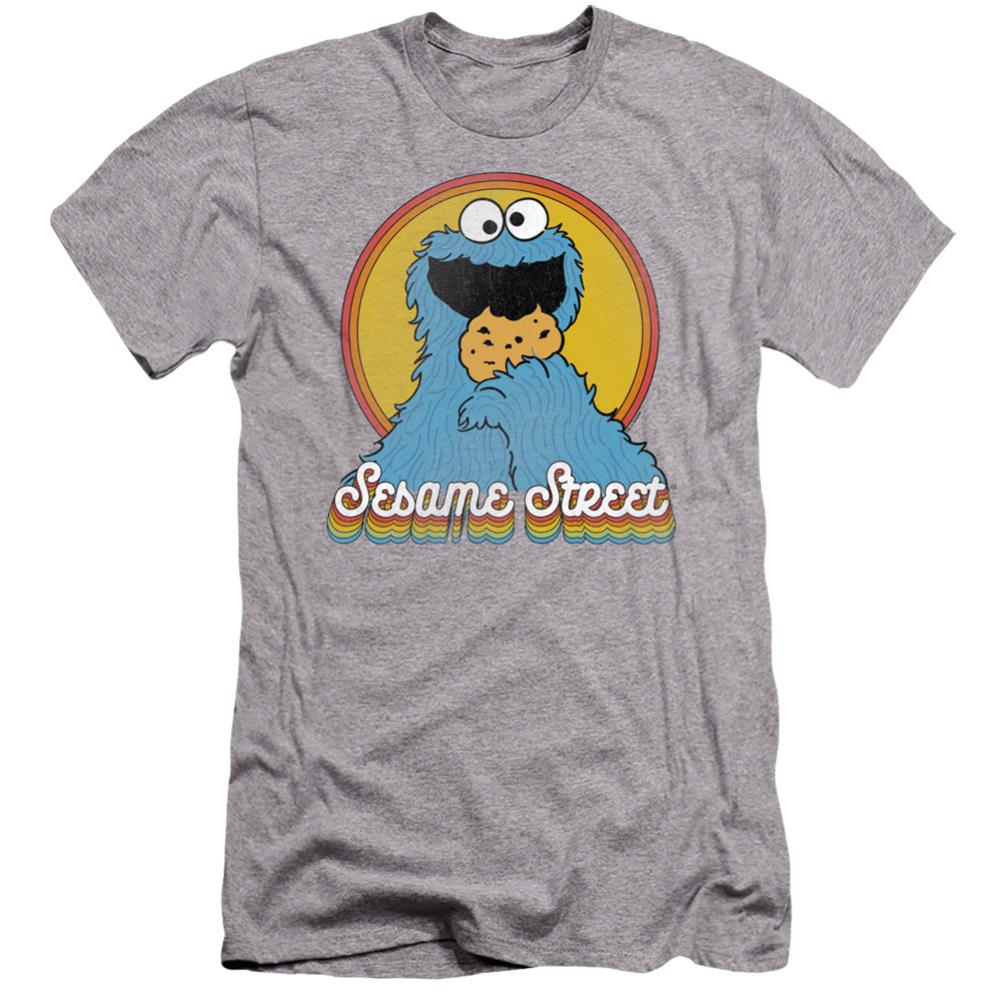 Sesame Street Cookie Monster Layers Men's Ultra-Soft 30/1 Cotton Slim Short-Sleeve T-Shirt
