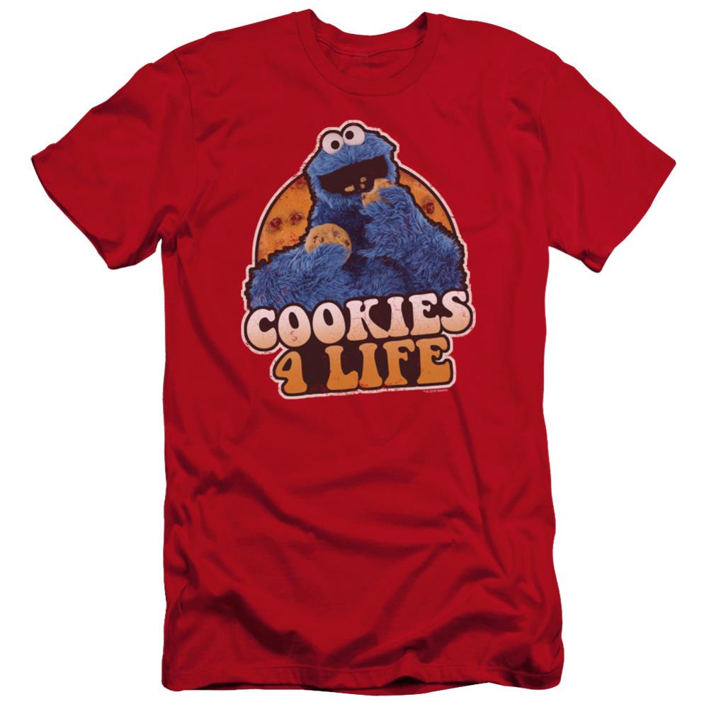 Sesame Street Cookies 4 Life Men's Ultra-Soft 30/1 Cotton Slim Short-Sleeve T-Shirt