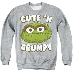 Sesame Street Cute N Grumpy Men's Crewneck 50 50 Poly Long-Sleeve T-Shirt