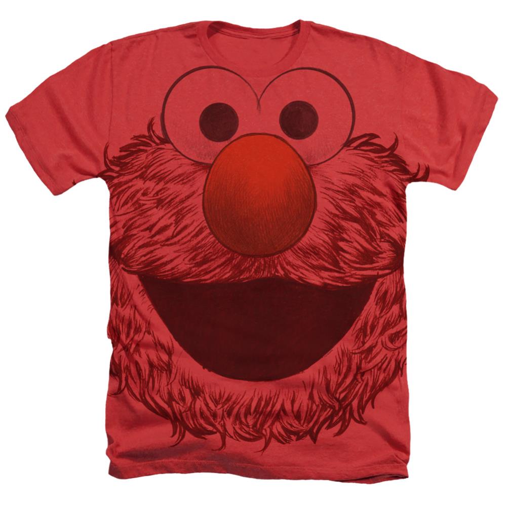 Sesame Street Elmo Face Men's 30/1 Cotton Poly SS Heather T