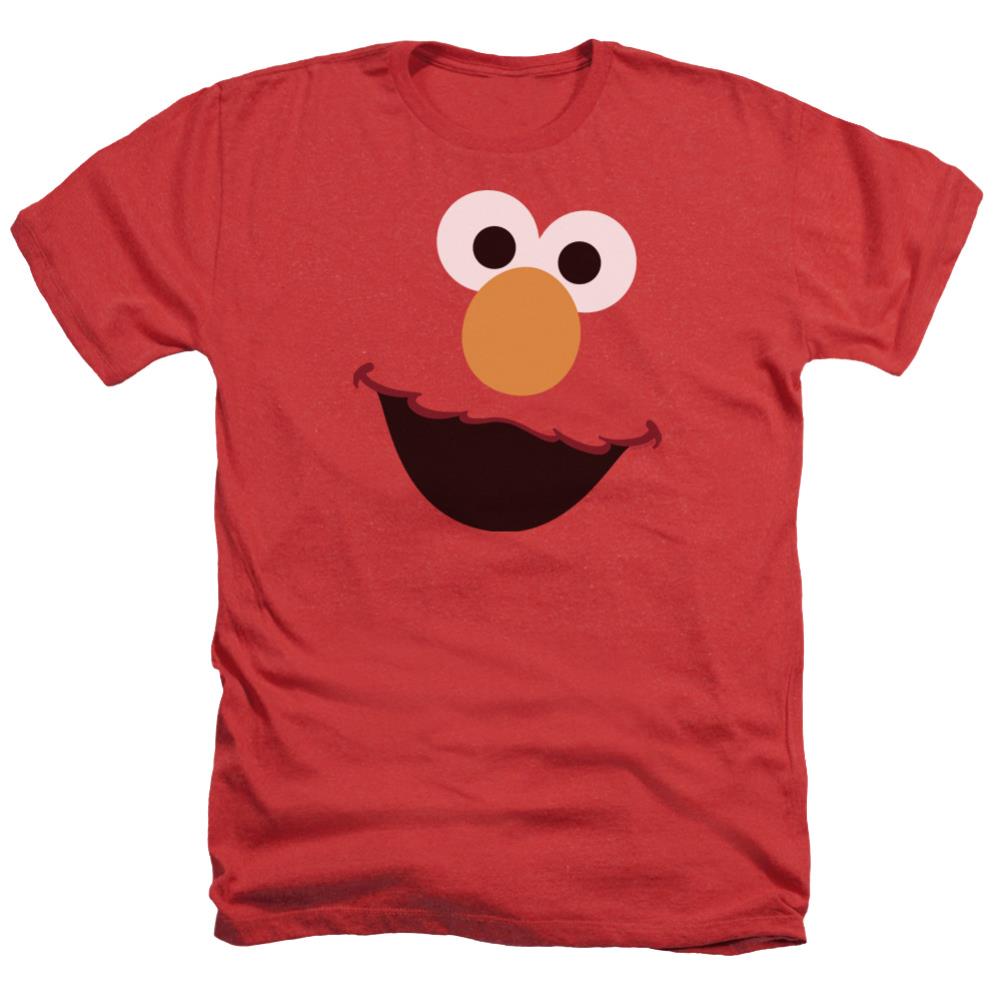 Sesame Street Elmo Face Men's 30/1 Heather 60 40 Poly Short-Sleeve T-Shirt