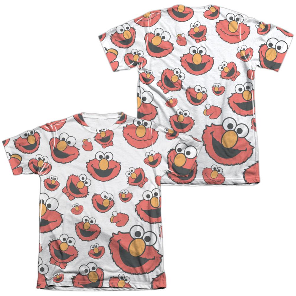 Sesame Street Elmo Face Pattern (Front/Back Print) Men's Regular Fit Poly Cotton Short-Sleeve T-Shirt