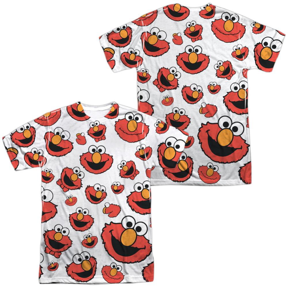 Sesame Street Elmo Face Pattern (Front/Back Print) Men's Regular Fit Polyester Short-Sleeve T-Shirt