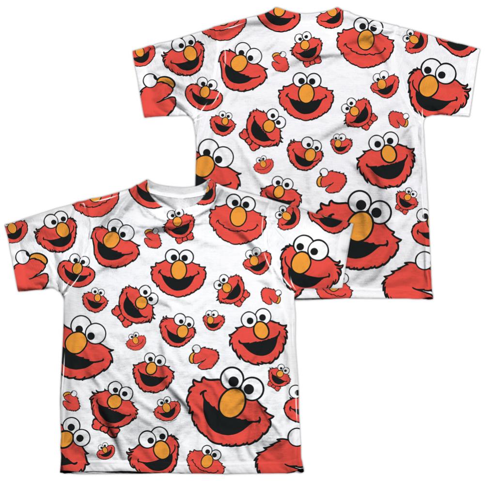 Sesame Street Elmo Face Pattern (Front/Back Print) Youth Regular Fit Poly Short-Sleeve T-Shirt