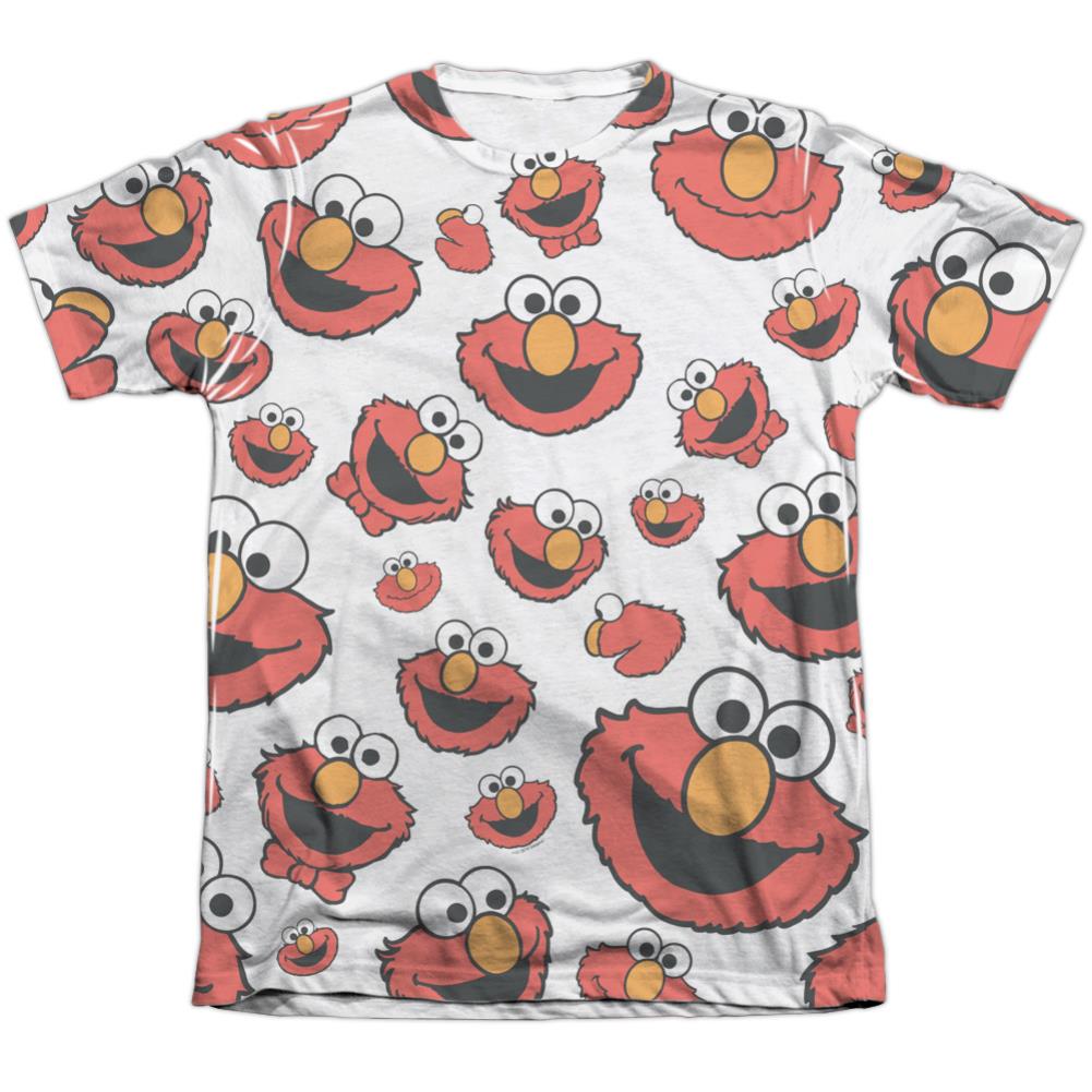 Sesame Street Elmo Face Pattern Men's Regular Fit Poly Cotton Short-Sleeve T-Shirt