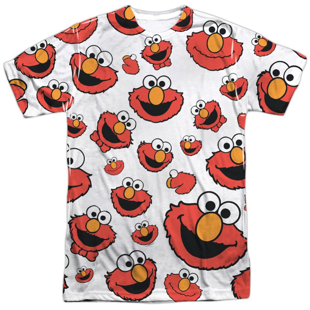 Sesame Street Elmo Face Pattern Men's Regular Fit Polyester Short-Sleeve T-Shirt