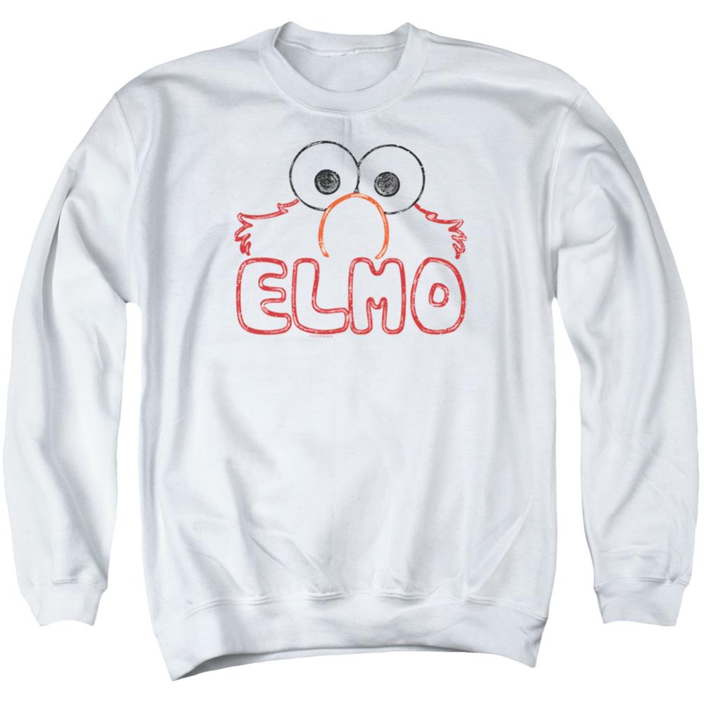 Sesame Street Elmo Letters Men's Crewneck 50 50 Poly Long-Sleeve T-Shirt