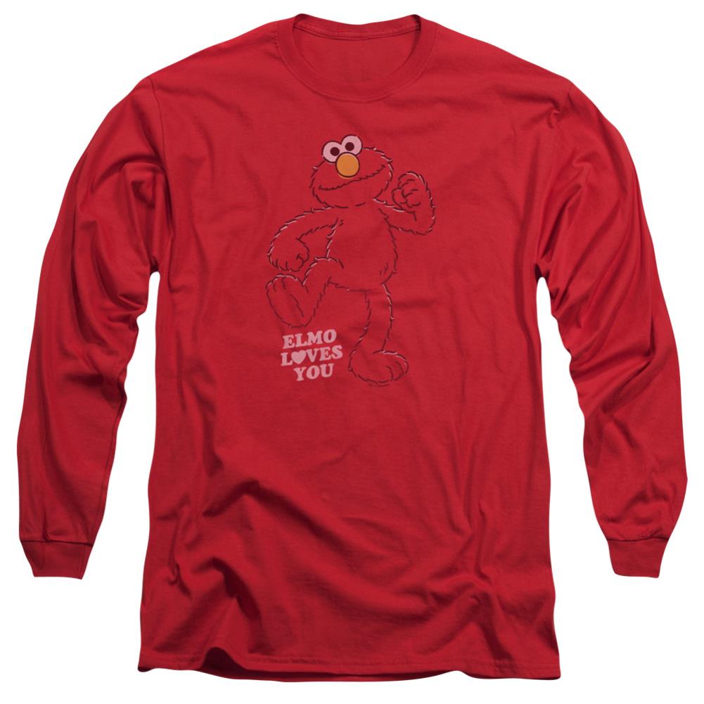 Sesame Street Elmo Loves You Men's 18/1 Cotton Long-Sleeve T-Shirt