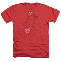 Sesame Street Elmo Loves You Men's 30/1 Heather 60 40 Poly Short-Sleeve T-Shirt