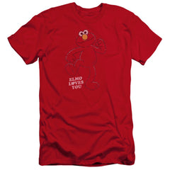 Sesame Street Elmo Loves You Men's Ultra-Soft 30/1 Cotton Slim Short-Sleeve T-Shirt