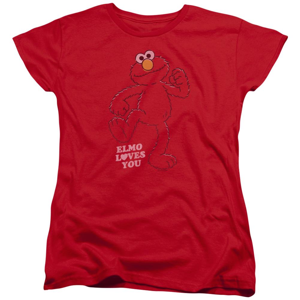 Sesame Street Elmo Loves You Women's 18/1 Cotton Short-Sleeve T-Shirt