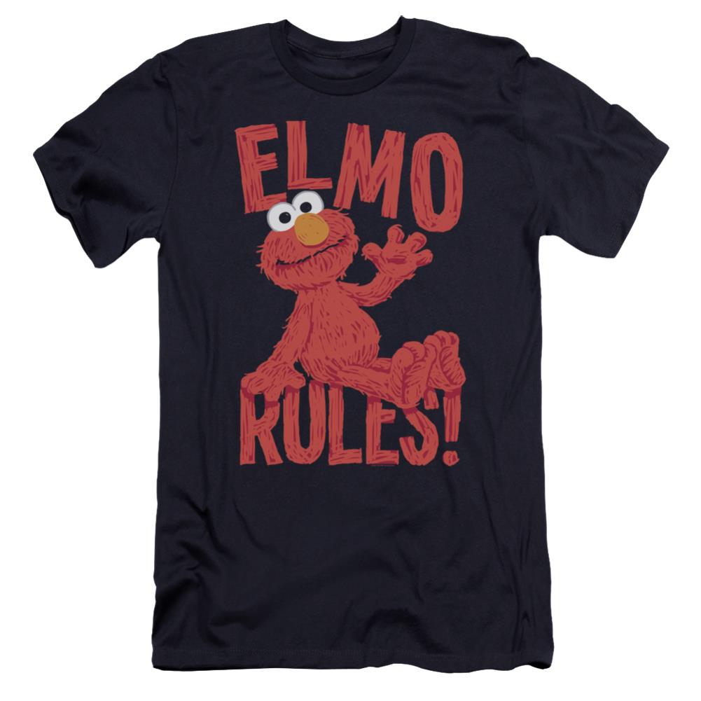 Sesame Street Elmo Rules Men's Ultra-Soft 30/1 Cotton Slim Short-Sleeve T-Shirt