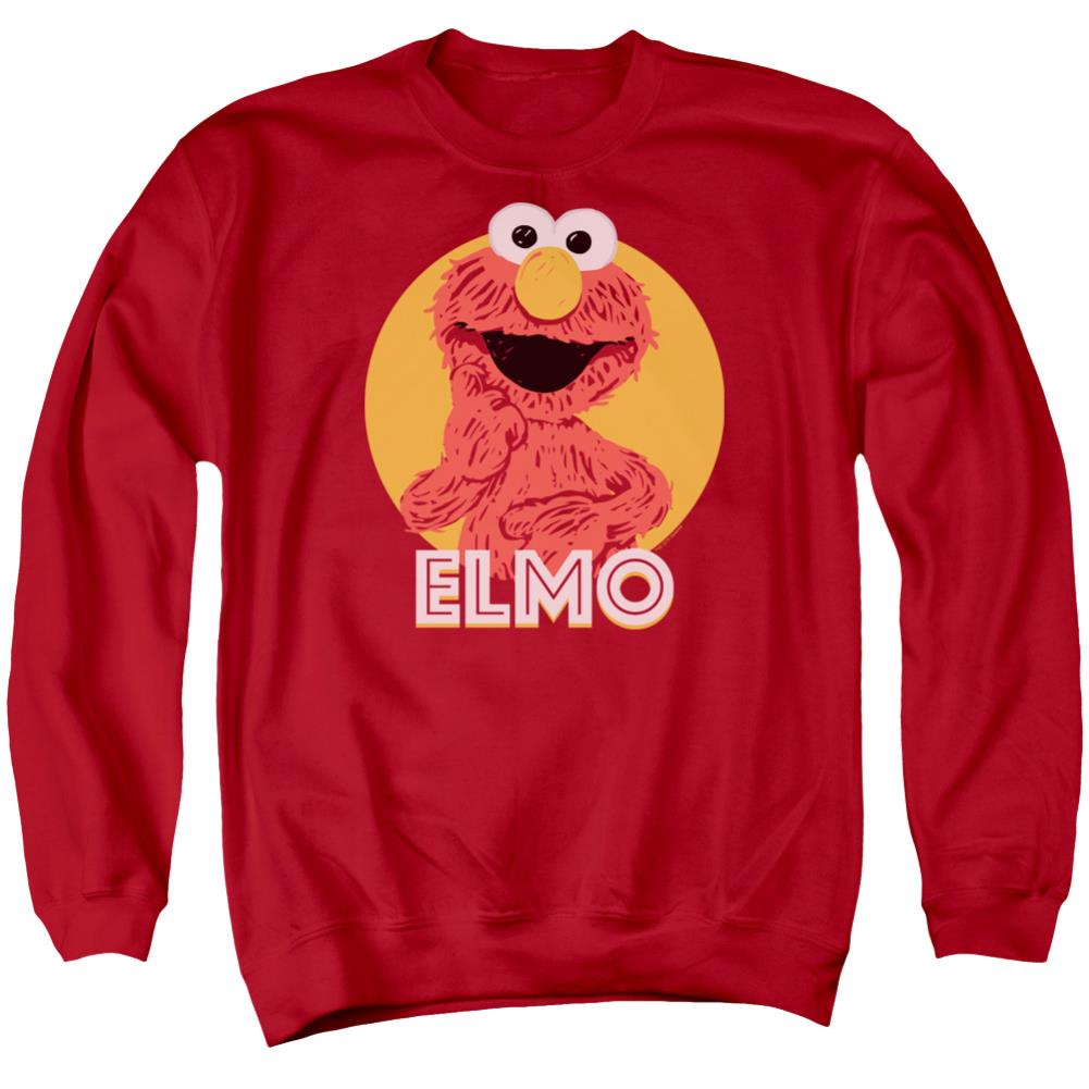 Sesame Street Elmo Scribble Men's Crewneck 50 50 Poly Long-Sleeve T-Shirt