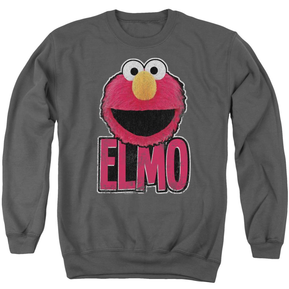 Sesame Street Elmo Smile Men's Crewneck 50 50 Poly Long-Sleeve T-Shirt