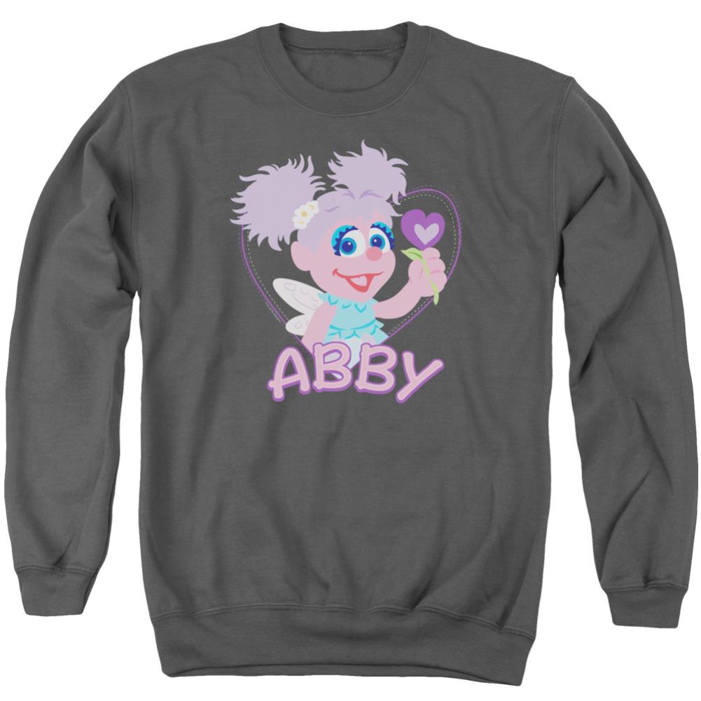 Sesame Street Flat Abby Men's Crewneck 50 50 Poly Long-Sleeve T-Shirt