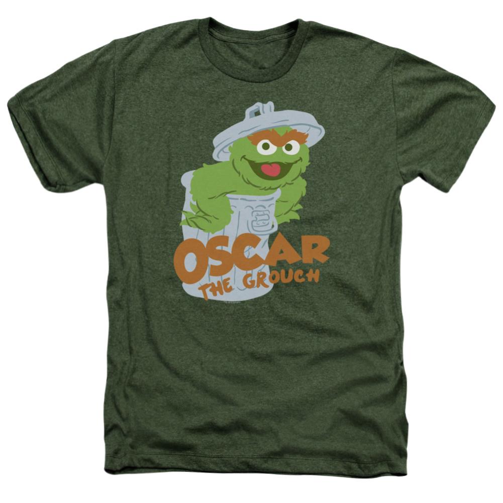 Sesame Street Flat Oscar Men's 30/1 Heather 60 40 Poly Short-Sleeve T-Shirt