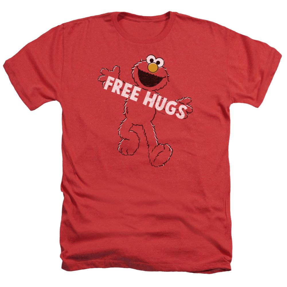 Sesame Street Free Hugs Men's 30/1 Heather 60 40 Poly Short-Sleeve T-Shirt