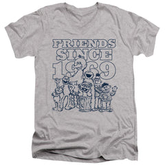 Sesame Street Friends Since Men's 30/1 Cotton Slim V-Neck T-Shirt