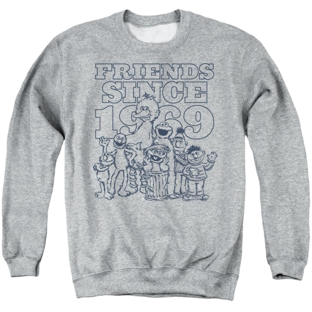 Sesame Street Friends Since Men's Crewneck 50 50 Poly Long-Sleeve T-Shirt