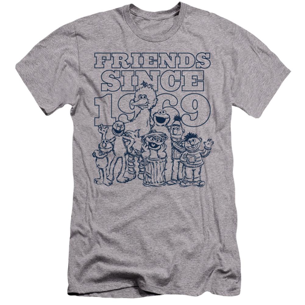Sesame Street Friends Since Men's Ultra-Soft 30/1 Cotton Slim Short-Sleeve T-Shirt