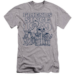 Sesame Street Friends Since Men's Ultra-Soft 30/1 Cotton Slim Short-Sleeve T-Shirt