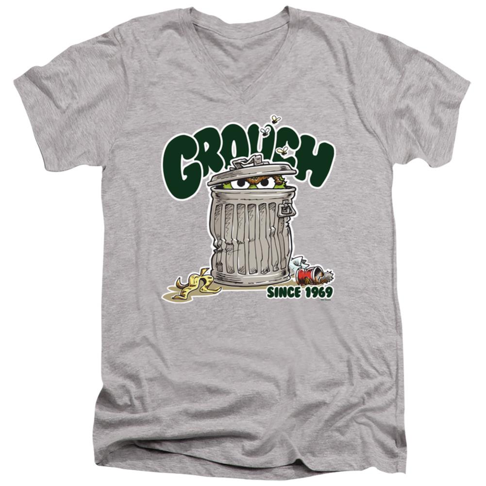 Sesame Street Grouch Men's 30/1 Cotton Slim V-Neck T-Shirt