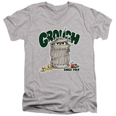 Sesame Street Grouch Men's 30/1 Cotton Slim V-Neck T-Shirt